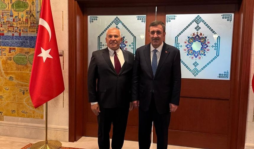 BAŞKAN ŞAHİN, CUMHURBAŞKANI YARDIMCISI YILMAZ'A PROJELERİNİ ANLATTI